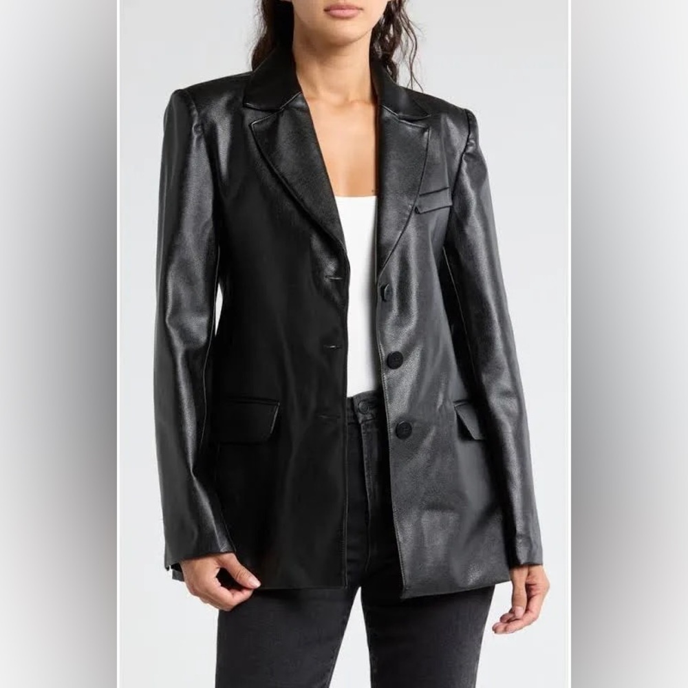 Faux Leather Blazer